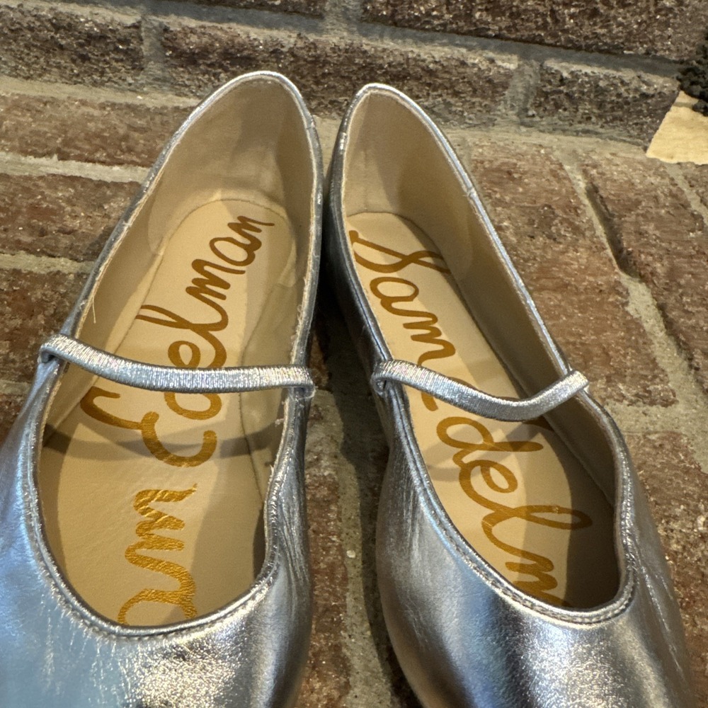 Sam Edelman Nesta Women's Silver Pointed Toe Mary Jane Flats Size 7.5 #513 - Picture 3 of 16